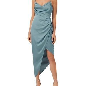 Ever New Asymmetric Cowl-Neck Satin Dress